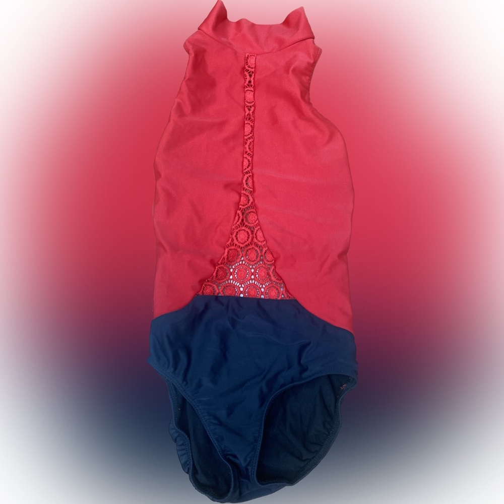 Five Dancewear Red and Black Lace Leotard Youth